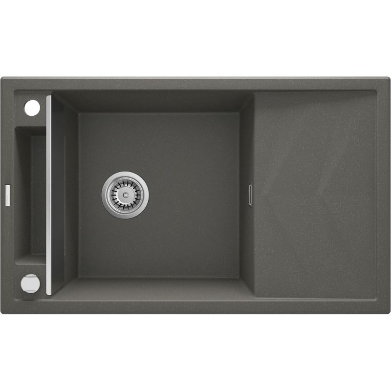 deante 1 Becken Granitspüle MAGNETIC mit Abtropffläch anthrazit metallic
