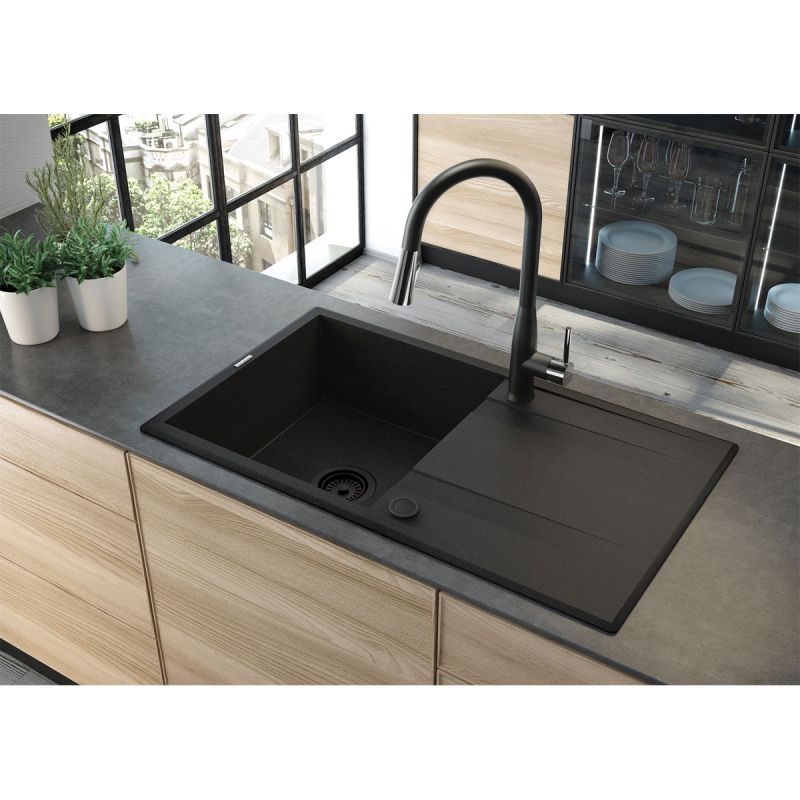 deante  1 Becken Granitspüle ERIDAN mit Abtropffläche graphit metallic