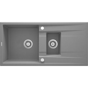 deante  1,5 Becken Granitspüle ERIDAN mit Abtropffläche grau metallic