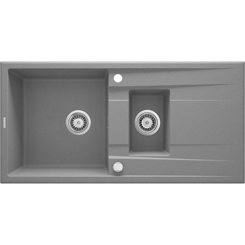 deante 1,5 Becken Granitspüle ERIDAN mit Abtropffläche grau metallic