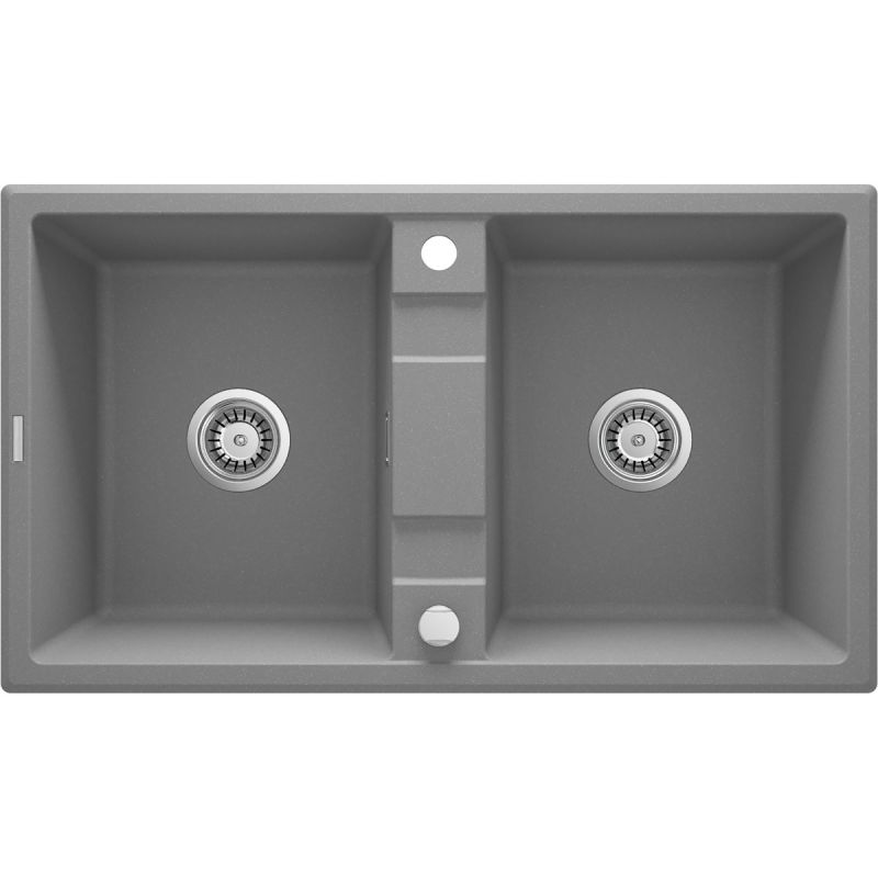deante 2 Becken Granitspüle ERIDAN ohne Abtropffläche grau metallic
