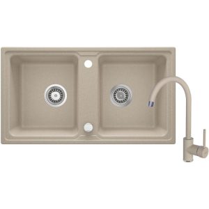 deante Granitspülen-Set ZORBA mit Armatur sand deante Granitspülen-Set ZORBA mit Armatur sand
