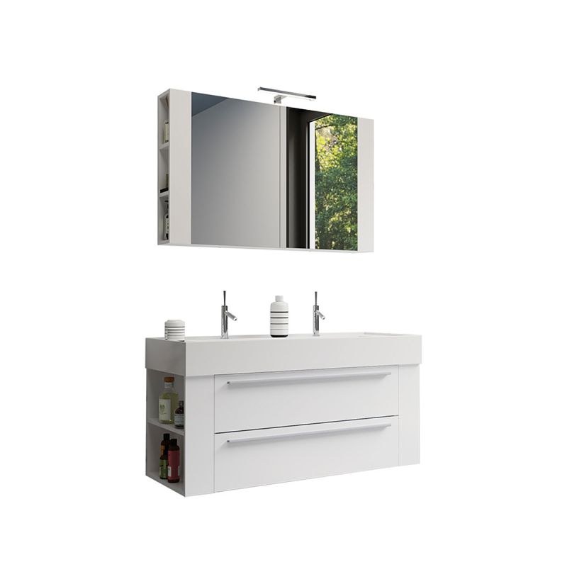 Progetto Idea Stella Badmöbel DOMUS 120 weiß mit Spiegelschrank und Lampe