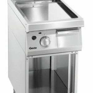 Gas-Griddleplatte mit Stahlplatte glatt, offener Unterbau, B 400 x T 700mm Gas-Griddleplatte mit Stahlplatte glatt, offener Unterbau, B 400 x T 700mm