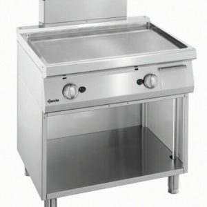 Gas-Griddleplatte mit Stahlplatte glatt, offener Unterbau, B 800 x T 700mm Gas-Griddleplatte mit Stahlplatte glatt, offener Unterbau, B 800 x T 700mm