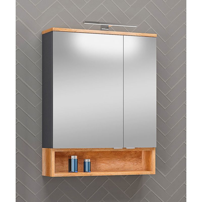 LED-Spiegelschrank Nelle anthrazit Eiche Country 60 cm