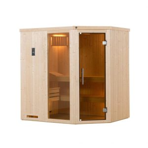 Weka  Elementsauna Varberg Eck Größe 1 Sparset 7,5 kW Bio S Glastuer