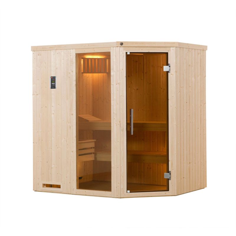 Weka  Elementsauna Varberg Eck Größe 1 Sparset 7,5 kW Bio S Glastuer