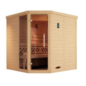 Weka  Premium Massivholz-Elementsauna Kemi Eck Größe 2 Sparset 7,5 kW Bio S