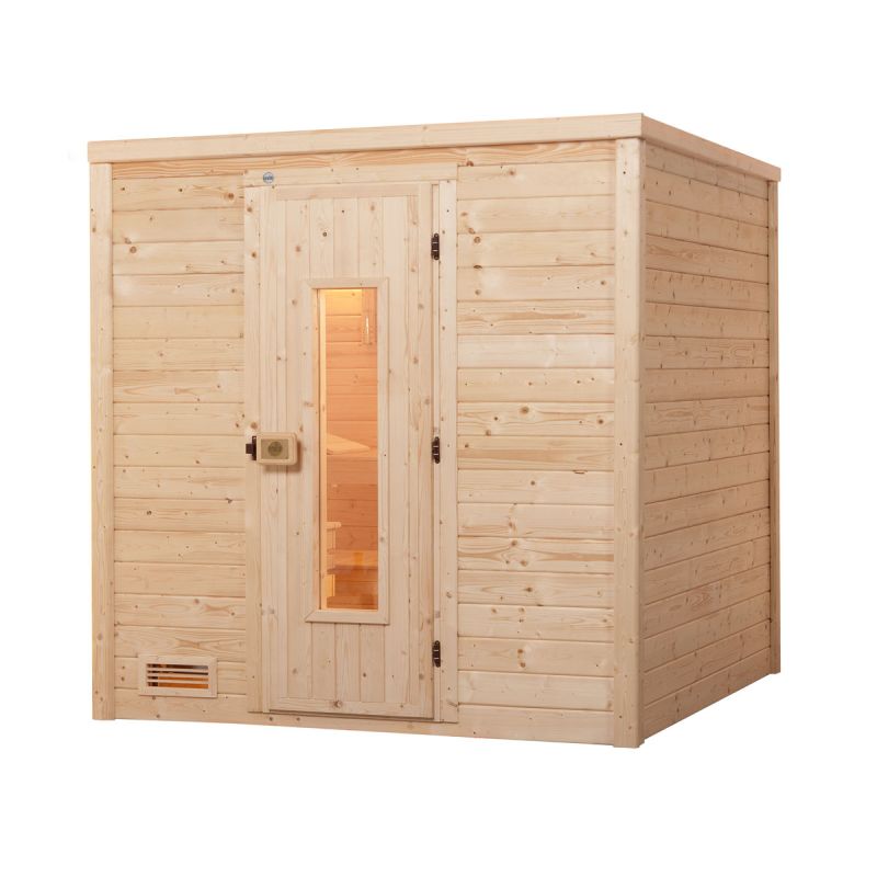Weka  Premium Massivholz-Elementsauna Kemi Größe 5 Sparset 7,5 kW OS