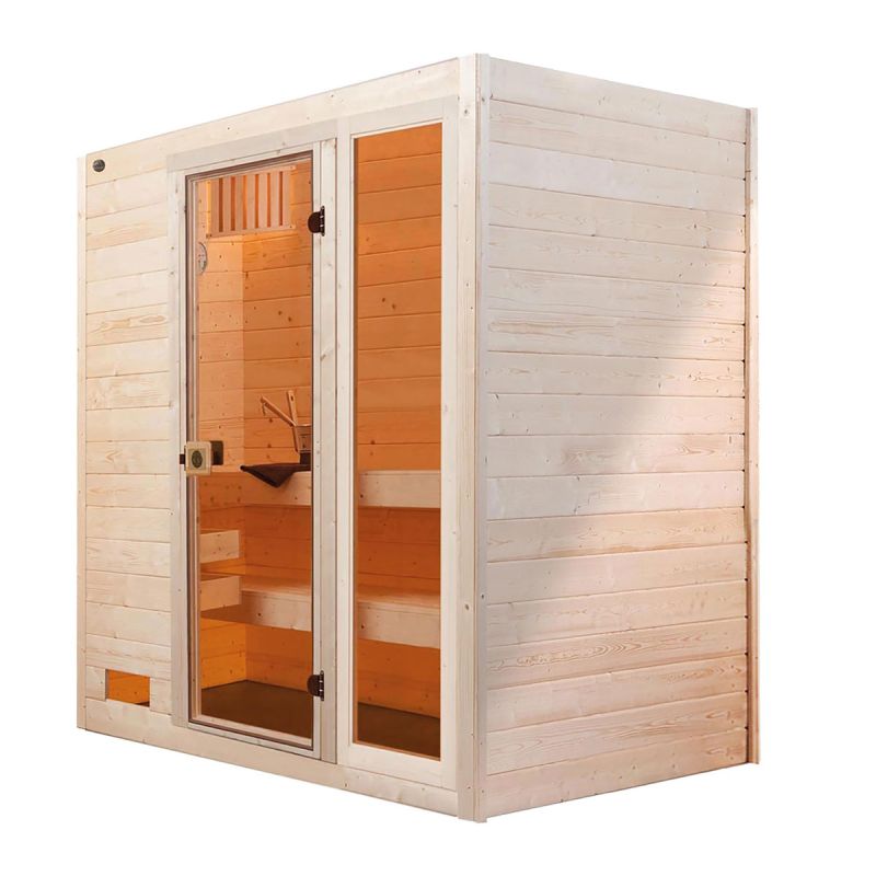 Weka  Massivholz-Sauna Valida Größe 2 Sparset 4,5 kW Bio S Glastuer