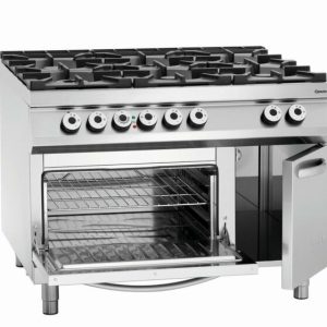 Bartscher Gas 6 Flammen Herd, EBO 2/1GN, NS, 37,5 kW Bartscher Gas 6 Flammen Herd, EBO 2/1GN, NS, 37,5 kW