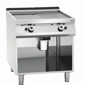 Bartscher Gas-Griddleplatte, 1/2 glatt, 1/2 gerillt, 800x900x900-950mm, 18 kW Bartscher Gas-Griddleplatte, 1/2 glatt, 1/2 gerillt, 800x900x900-950mm, 18 kW