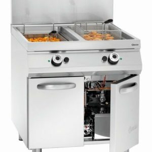 Bartscher Gas Standfritteuse, 2 Becken mit 20 Liter, 36kW Bartscher Gas Standfritteuse, 2 Becken mit 20 Liter, 36kW