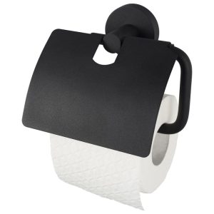 Haceka Toilettenpapierhalter mit Deckel Kosmos schwarz Haceka Toilettenpapierhalter mit Deckel Kosmos schwarz