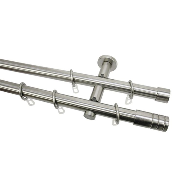 Gardinia Gardinenstange 2-Lauf Zylinder Durchmesser 20 mm 240 cm Edelstahl-optik
