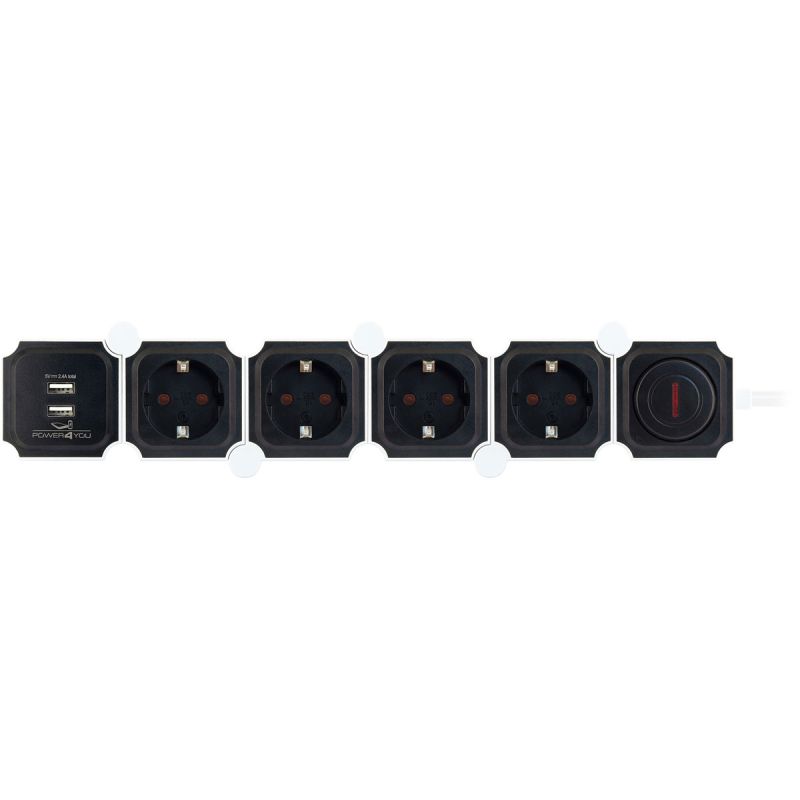 Schwaiger Steckdosenleiste mit USB schwarz