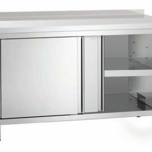 Wärmeschrank mit Schiebetüren und Zwischenboden, Breite 1400mm, mit Aufkantung Wärmeschrank mit Schiebetüren und Zwischenboden, Breite 1400mm, mit Aufkantung