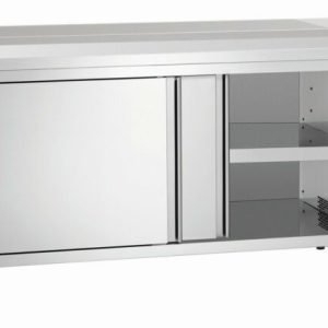 Wärmeschrank mit Schiebetüren und Zwischenboden, Breite 1600mm, mit Aufkantung Wärmeschrank mit Schiebetüren und Zwischenboden, Breite 1600mm, mit Aufkantung
