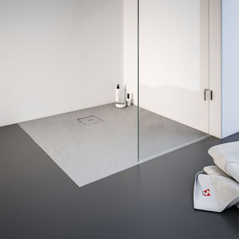 Schulte Express Plus Duschwa Mineralg Steinstr Quadrat -Plan 1200 x 1200 grau