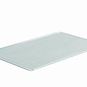 Backblech Alu 400x600mm, 4 Seiten 45 ° 10 mm hoch, gelocht 3mm Backblech Alu 400x600mm, 4 Seiten 45 ° 10 mm hoch, gelocht 3mm