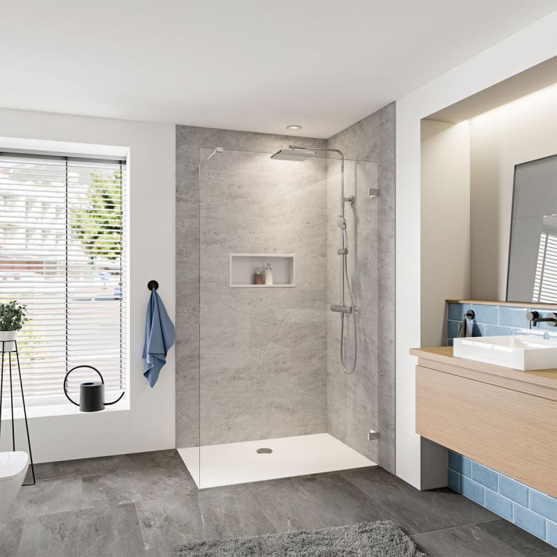 Panorama Walk-In rahmenlos chrom klar Wandwinkel innen