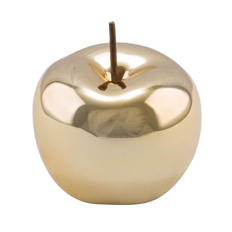 Keramik-Apfel Durchmesser 9,5 x 8 cm goldfarben