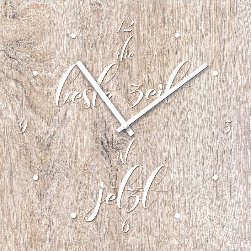 Time-Art Die Beste Zeit Ist Jetzt 20 x 20 Glasuhr