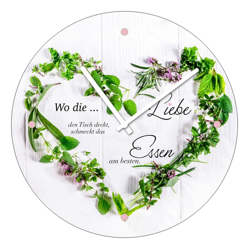 Time-Art Liebe und Essen Dm 20 cm Glasuhr