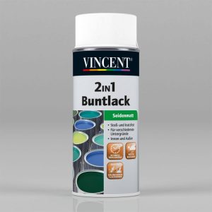 Vincent 2in1 Buntlack Spray Reinweiß Seidenmatt 0,4 L