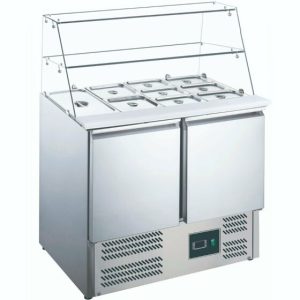 SARO Saladette ES900G mit Glasaufsatz, Breite 903mm, 2 Türen SARO Saladette ES900G mit Glasaufsatz, Breite 903mm, 2 Türen