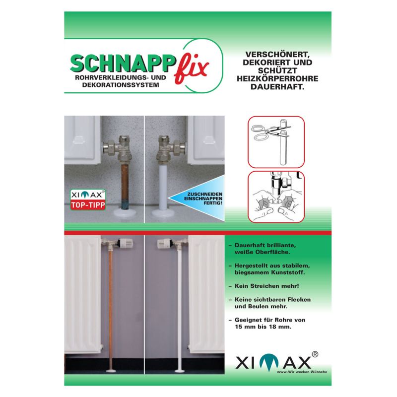 Ximax Heizkörper Zubehör Schnappfix Rohrverkleidung 8-Fach Weiß