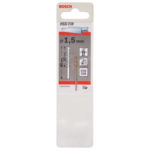 Bosch Spiralbohrer HSS-TiN Durchmesser 1,5 x 18 mm Bosch Spiralbohrer HSS-TiN Durchmesser 1,5 x 18 mm