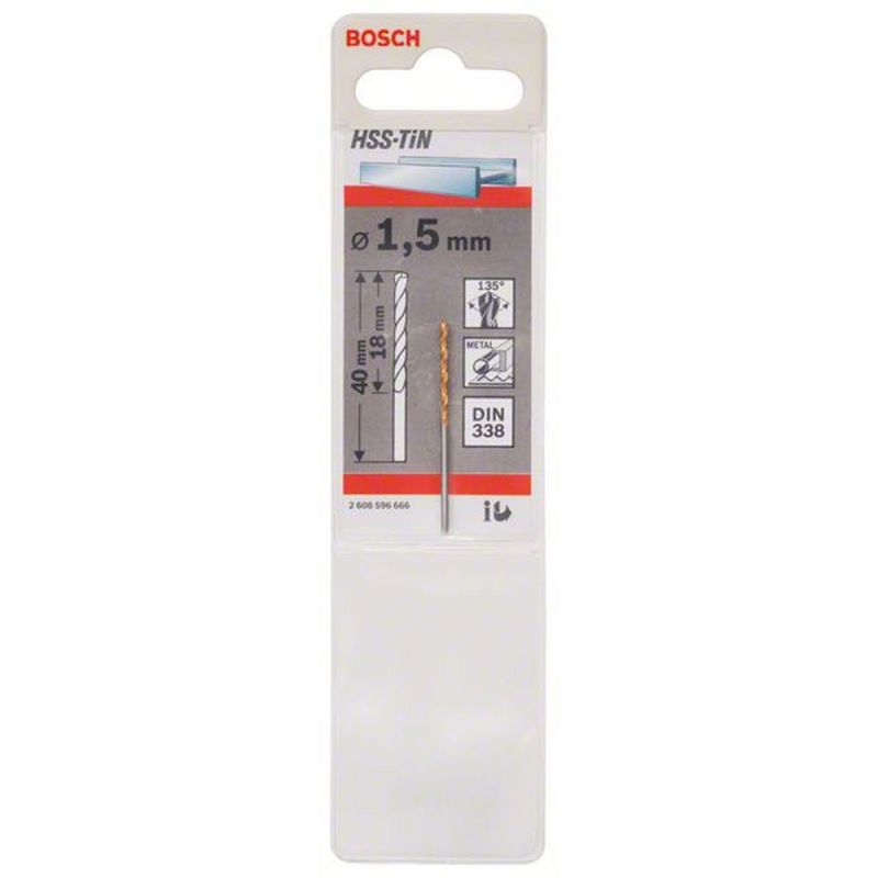 Bosch  Spiralbohrer HSS-TiN Durchmesser 1,5 x 18 mm