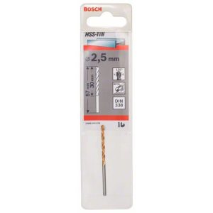 Bosch Spiralbohrer HSS-TiN Durchmesser 2,5 x 30 mm Bosch Spiralbohrer HSS-TiN Durchmesser 2,5 x 30 mm