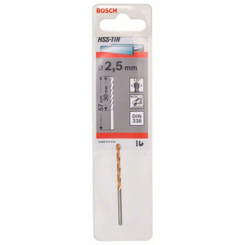 Bosch  Spiralbohrer HSS-TiN Durchmesser 2,5 x 30 mm