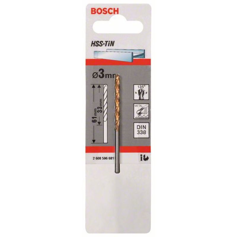 Bosch  Spiralbohrer HSS-TiN Durchmesser 3 x 33 mm