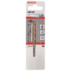 Bosch Spiralbohrer HSS-TiN Durchmesser 4 x 43 mm Bosch Spiralbohrer HSS-TiN Durchmesser 4 x 43 mm