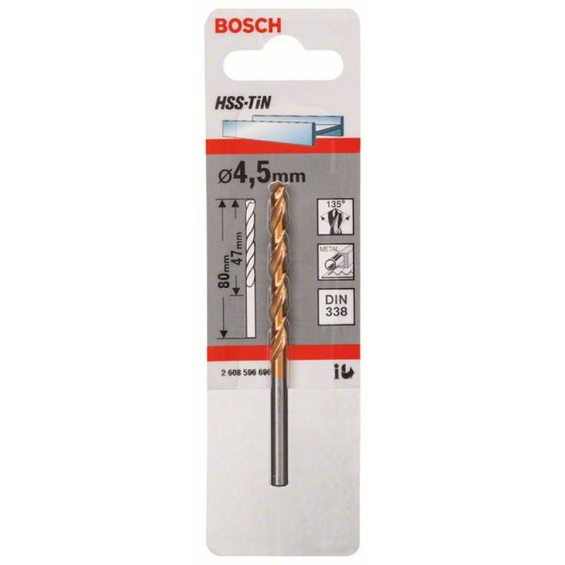 Bosch  Spiralbohrer HSS-TiN Durchmesser 4,5 x 47 mm