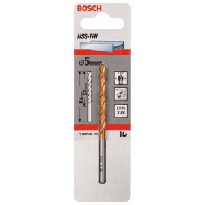 Bosch Spiralbohrer HSS-TiN Durchmesser 5 x 52 mm Bosch Spiralbohrer HSS-TiN Durchmesser 5 x 52 mm