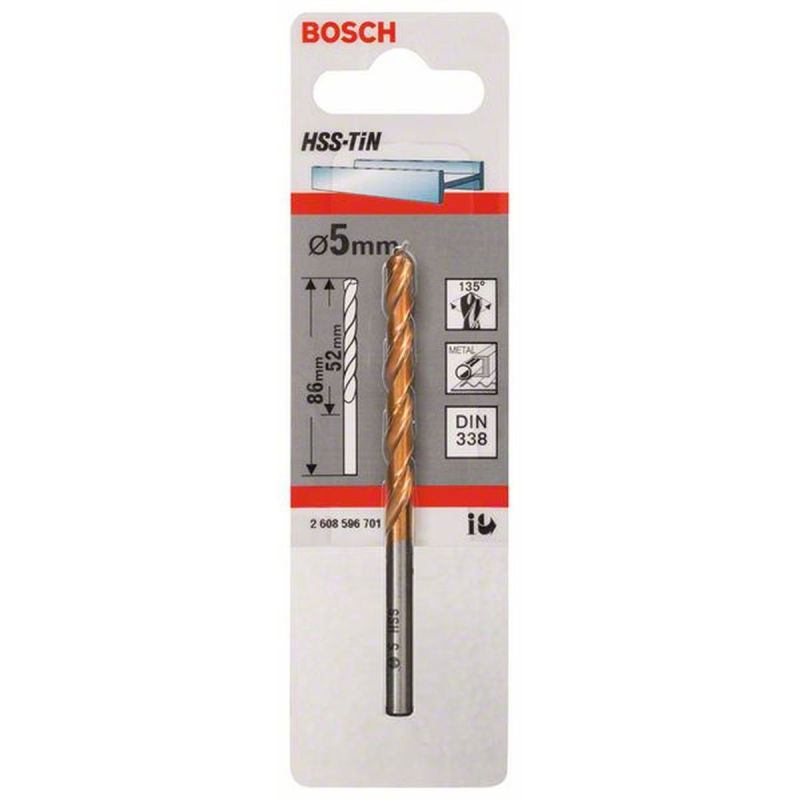 Bosch  Spiralbohrer HSS-TiN Durchmesser 5 x 52 mm