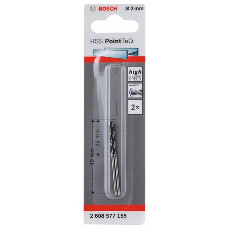 Bosch HSS-Spiralbohrer PointTeQ 2,0 mm