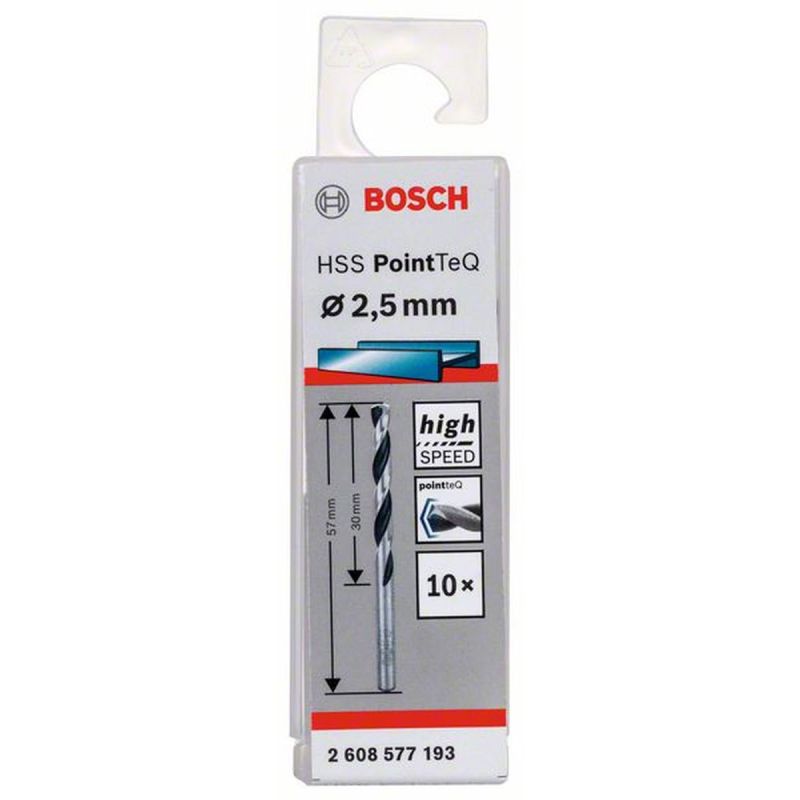 Bosch HSS-Spiralbohrer PoinTeQ Durchmesser 2,5 x 30 mm 10 Stück