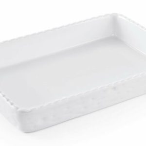 Porzellan Auflauf Backform, 40 x 25 x 5,5 cm, weiss