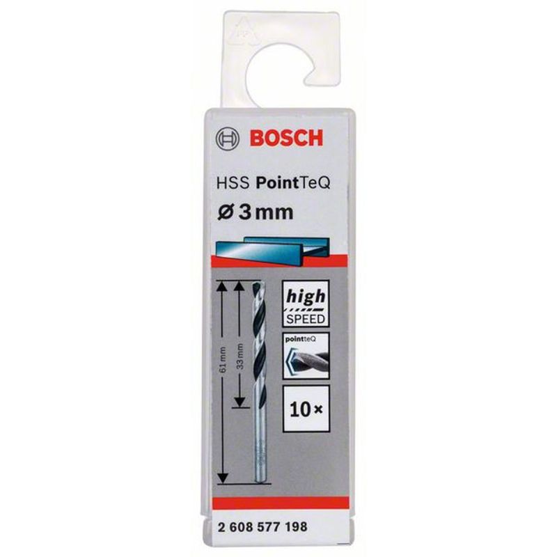 Bosch HSS-Spiralbohrer PoinTeQ Durchmesser 3 x 33 mm 10 Stück