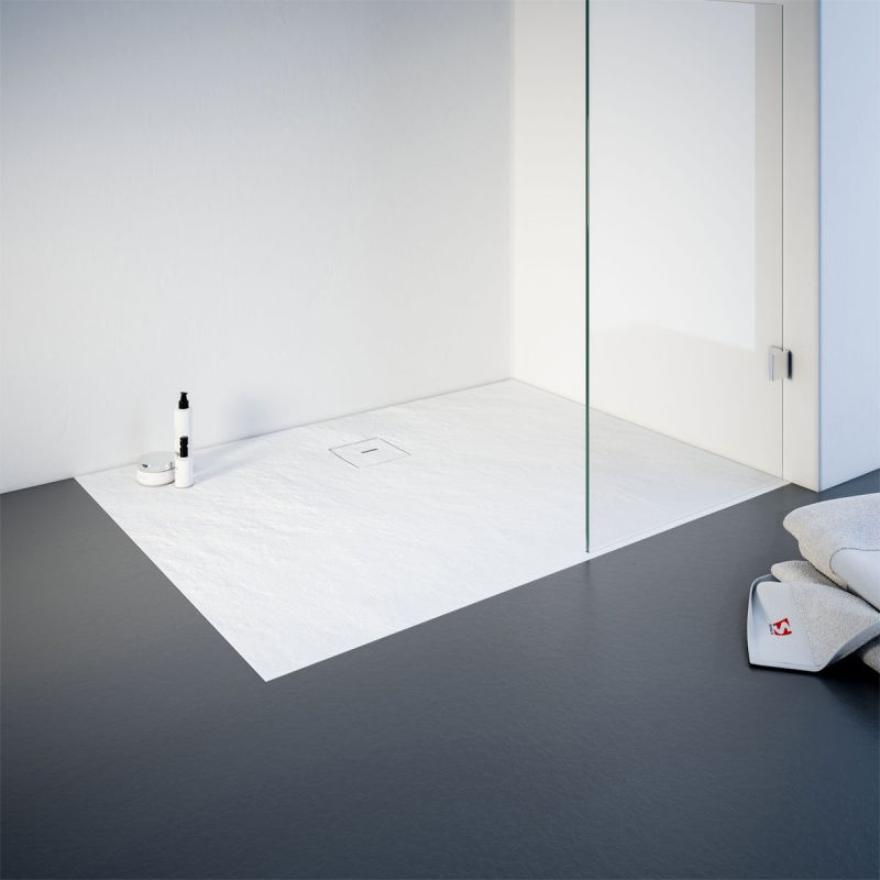 Schulte Eck-Duschwanne Rechteck Steinstruktur 120 x 4 x 80 cm alpinweiß