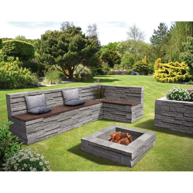 Lusit Modul Gartenlounge Cremona grau-anthrazit-Melange 185 x 330 cm