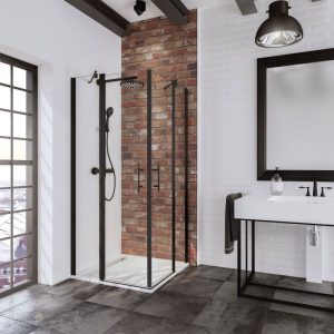 Schulte Eckeinstieg mit Drehtür BlackStyle mattschwarz BxH 80 x 192 cm