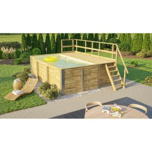 Weka Pool Rechteckig Größe 1 b 308,5 x 401,5 cm inkl Technikraum/Sonnendeck und FilteranlageFolie sand Weka Pool Rechteckig Größe 1 b 308,5 x 401,5 cm inkl Technikraum/Sonnendeck und FilteranlageFolie sand