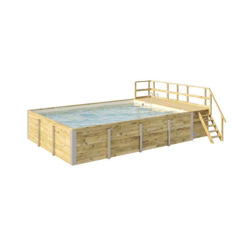 Weka Pool Rechteckig Größe 2 b 401,5 x 641,5 cm inkl Technikraum/Sonnendeck und FilteranlageFolie sand/mosaik